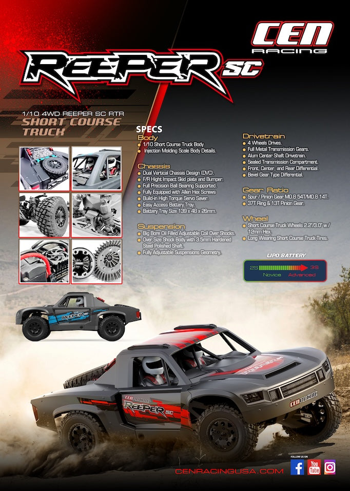 9510 CEN REEPER SC 1/10 scale 4WD RTR Brushless Short Course Truck