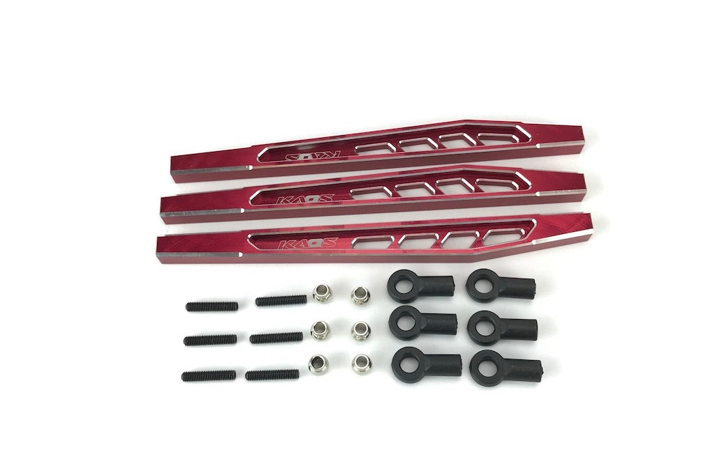 CKD0370 KAOS CNC Rear Upper & Lower Suspension Links Set (117mm, CNC Aluminum, Red Anodized) 3 pcs F450 DL-Series | Cen Racing USA CKD0370 KAOS CNC Rear Upper & Lower Suspension Links Set (117mm, CNC Aluminum, Red Anodized) 3 pcs F450 DL-Series | Cen Racing USA