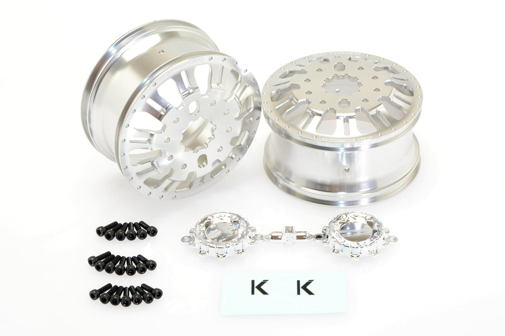 CKD0651 KG1 KD004 CNC Aluminum FRONT Dually Wheel (SILVER anodize, 2pcs, w/cap and decal, screws) - Cen Racing USA