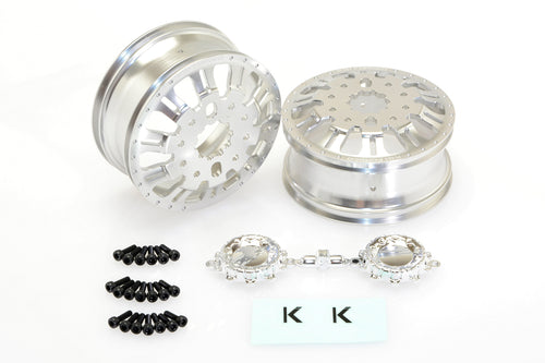 CKD0652 KG1 KD004 CNC Aluminum REAR Dually Wheel (SILVER anodize, 2pcs, w/cap and decal, screws) - Cen Racing USA