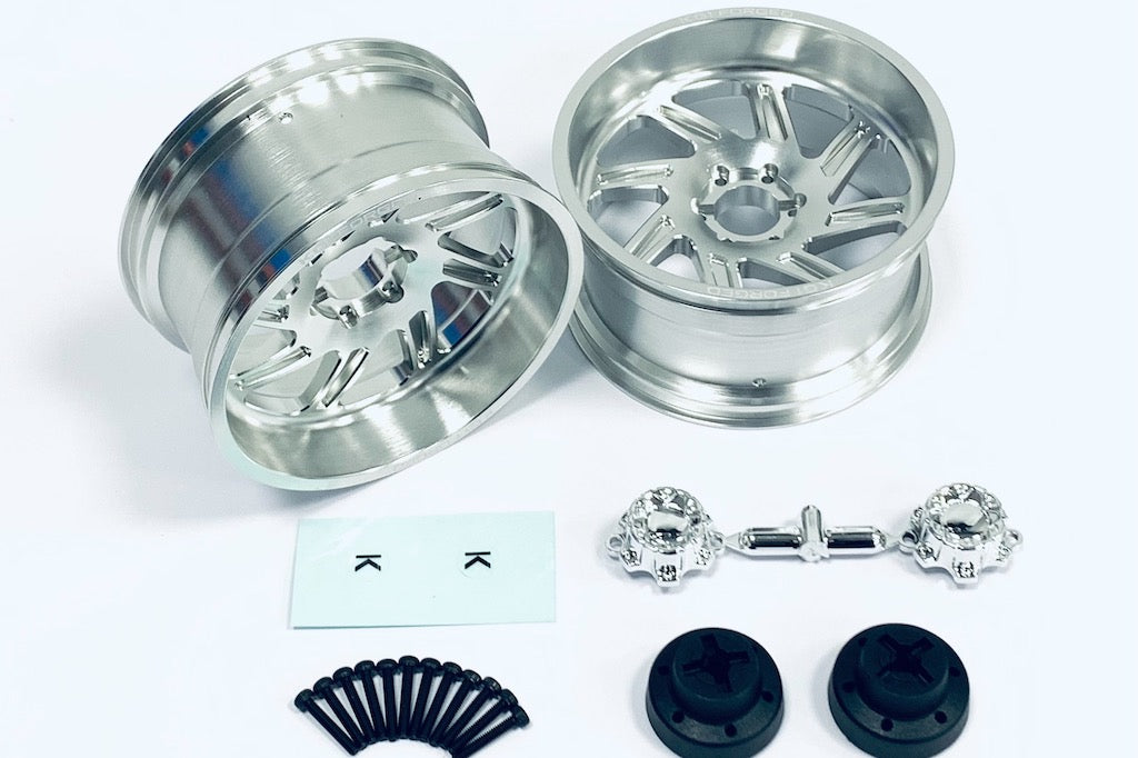 CKD0672 KG1 FORGED SPOOL KF011 CNC SILVER Aluminum Wheel (SILVER anodize, L/R 1 pcs each, w/cap, screws, decal) - Cen Racing USA